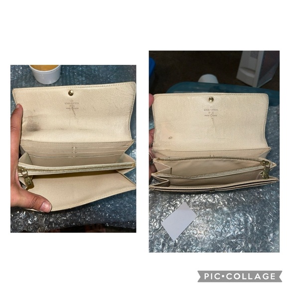 Louis Vuitton Damier Azur Coated Canvas Leather Sarah Long Wallet - Picture 7 of 13